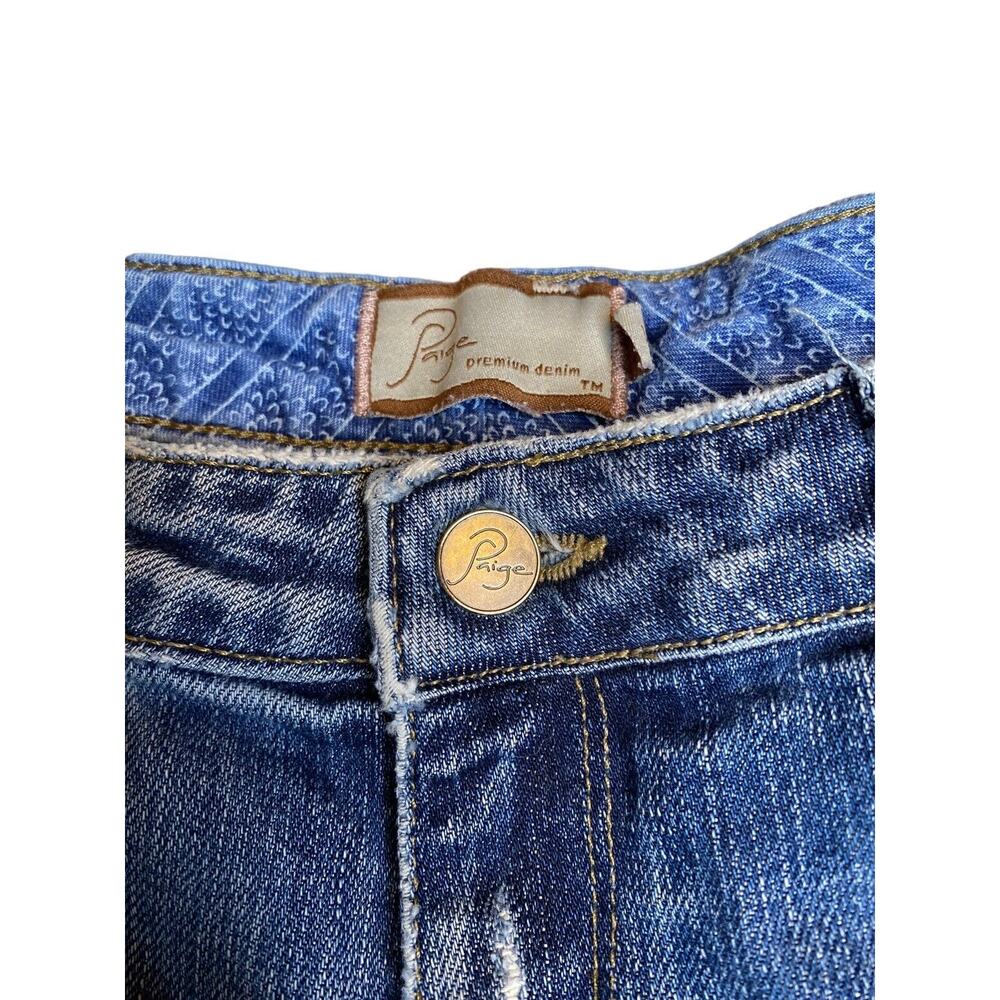 Paige Laurel Canyon Denim Shorts W Size 31 (10-12) Med. Wash Cut Off Distressed - Picture 3 of 4